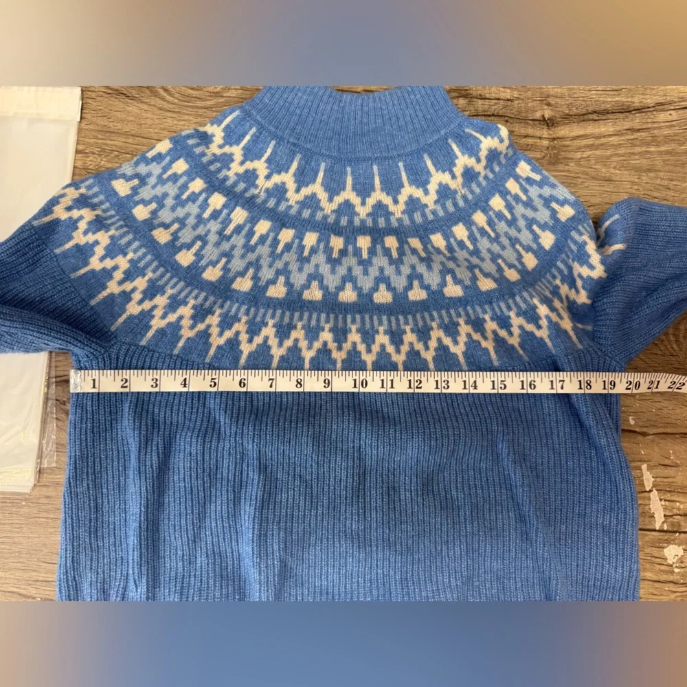 J.‎ Crew | Women's Lambs Wool Academia Fair Isle Mockneck Pullover Sweater small